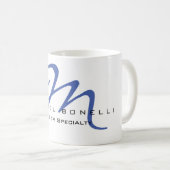 Mug Grand Monogramme Blue Calligraphie Votre Nom Micha (Devant droit)