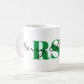 Mug Grand monogramme vert et Joyeux Noël Classique (Devant gauche)