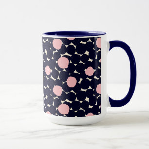 Mug Grand motif de point bleu et rose