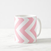Mug Grand Motif vertical Chevron rose et blanc (Devant droit)