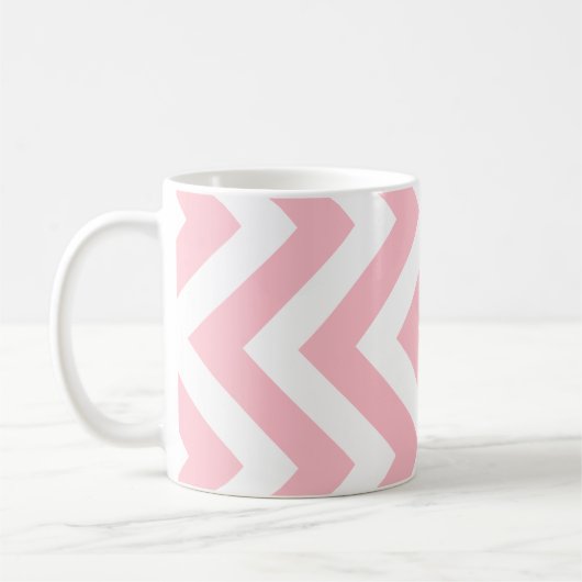 Mug Grand Motif vertical Chevron rose et blanc (Gauche)
