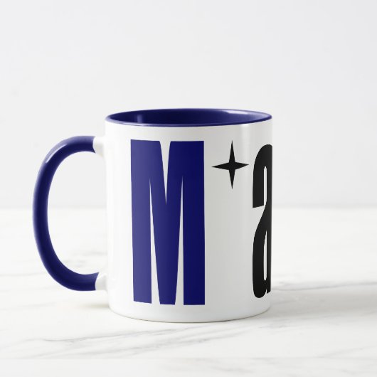 Mug Grand nom "Mary", Dark Royal Blue et Black Stars (Gauche)