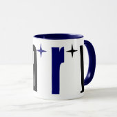 Mug Grand nom "Mary", Dark Royal Blue et Black Stars (Devant droit)