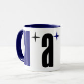 Mug Grand nom "Mary", Dark Royal Blue et Black Stars (Devant gauche)
