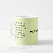 Mug Grand nom vert de mots de culottes de fille (Devant gauche)
