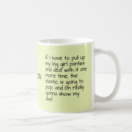 Mug Grand nom vert de mots de culottes de fille (Droite)