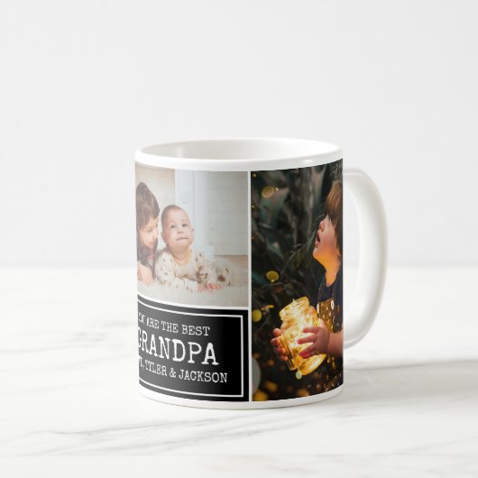 Mug Grand-parents Day Grand-père Noir 3 Photo Collage (Devant droit)