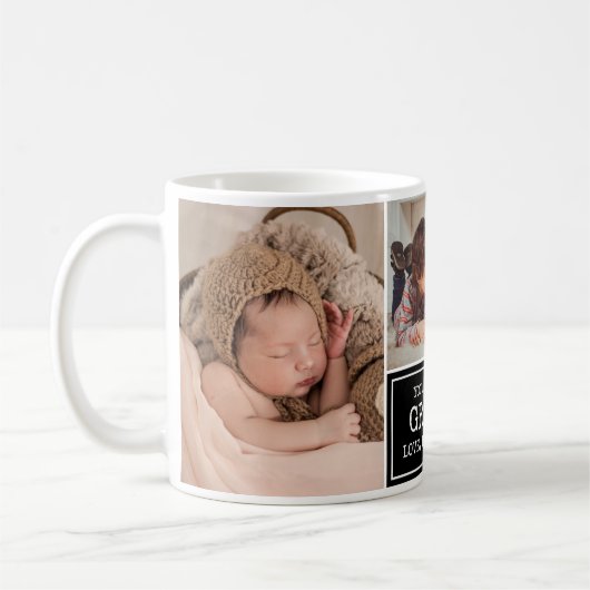 Mug Grand-parents Day Grand-père Noir 3 Photo Collage (Gauche)