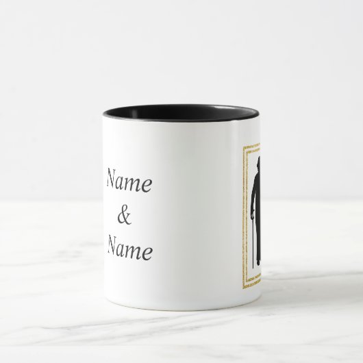 Mug Grand-parents Silhouette Noms Musique (Centre)