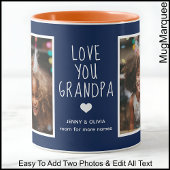 Mug Grand-père Aimez-vous 2 Photos Modern Navy Blue C4