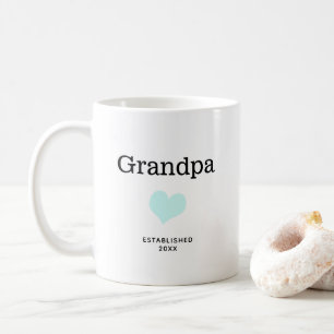 Mug Grand-père, Coeur Bleu, Photo unique personnalisée