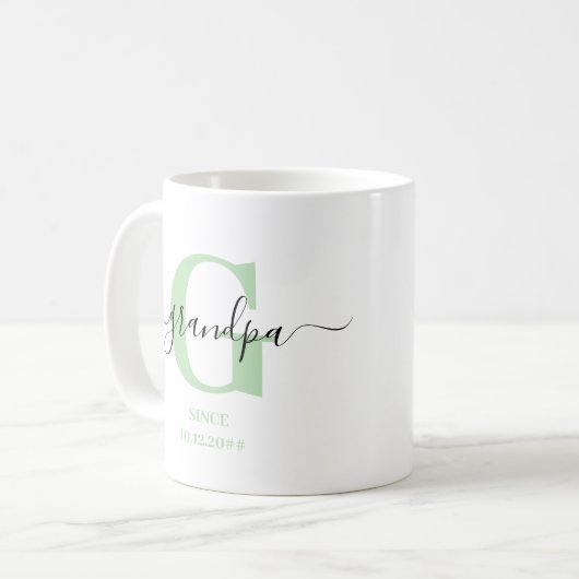 Mug Grand-père Élégant Monogramme de script (Devant gauche)