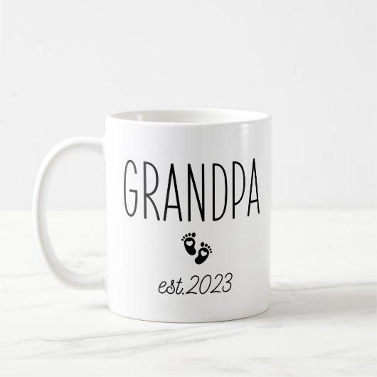 Mug Grand-Père Est. 2023, Grand-père à être, Nouveau g (Gauche)