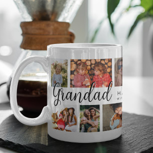 Mug Grand-père personnalisé 12 photos collage café
