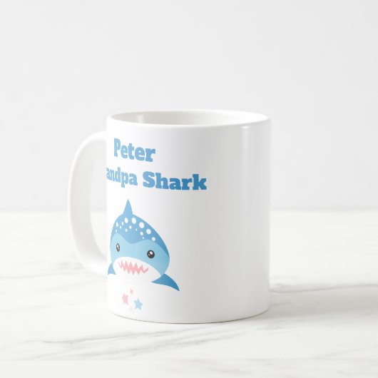 Mug Grand-père personnalisé requin Nom personnalisé (Devant gauche)
