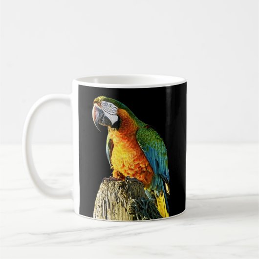 Mug Grand perroquet orange et turquoise sur un tronçon (Gauche)
