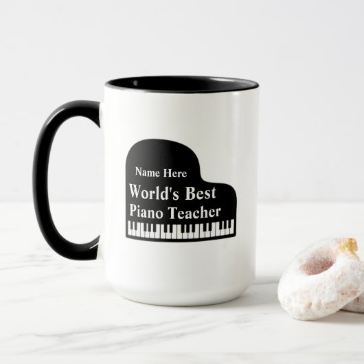 Mug Grand Piano meilleur professeur de piano du monde (Avec donut)