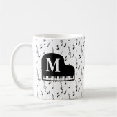 Mug Grand Piano Music Note Monogramme Pianiste (Gauche)