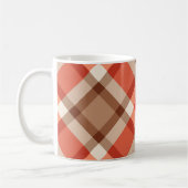 Mug Grand Plaid Moderne, Coral Orange, Brown & Tan (Gauche)