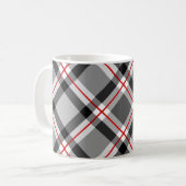 Mug Grand Plaid moderne, noir, blanc, gris et rouge (Devant gauche)