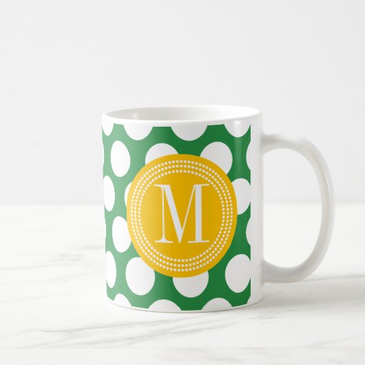Mug Grand pois vert-foncé et jaune décoré d'un (Droite)
