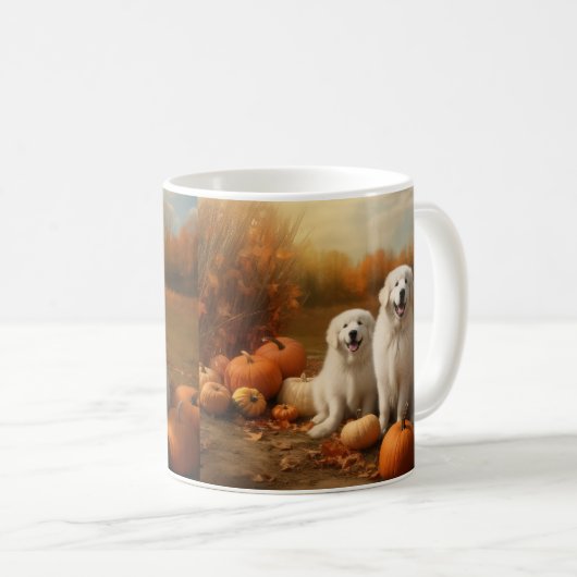 Mug Grand Pyrénées Chiot automne délice Citrouille (Devant droit)