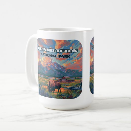 Mug Grand Teton National Park Mountains Bison Wyoming (Devant gauche)