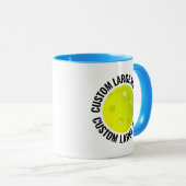 Mug Grand texte BLEU CLAIR Combo 11oz Pickleball perso (Devant droit)