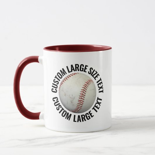 Mug Grand texte MAROON Combo 11oz Baseball personnalis (Gauche)