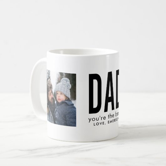 Mug Grand Type Meilleur papa Deux photos (Devant gauche)