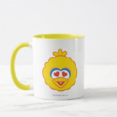 Mug Grand visage souriant d'oiseaux avec des yeux en f (Gauche)