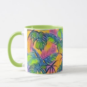 Mug Grande aquarelle feuille tropicale colorée