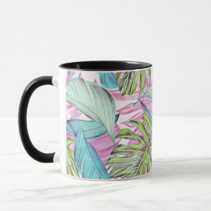 Mug Grande aquarelle feuille tropicale colorée