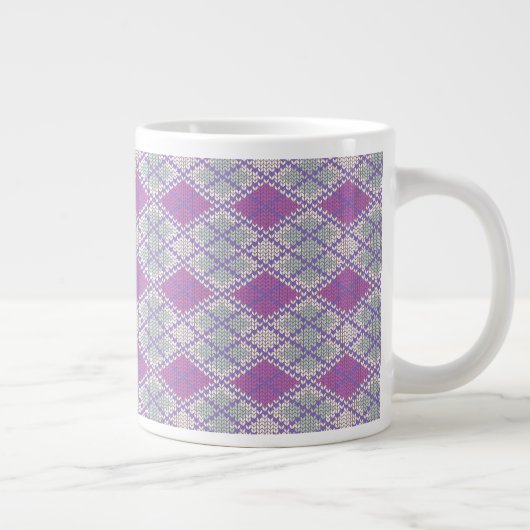 MUG GRANDE BLANC EN MAILLE ARGYLE LILAS (Droite)