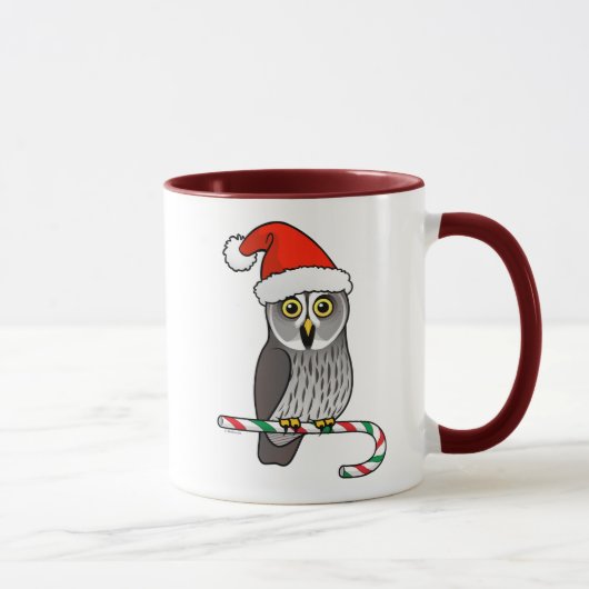 Mug Grande chouette grise Père Noël (Droite)