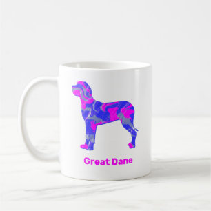 Mug Grande Dane Chien Silhouette Fou Rose Hot