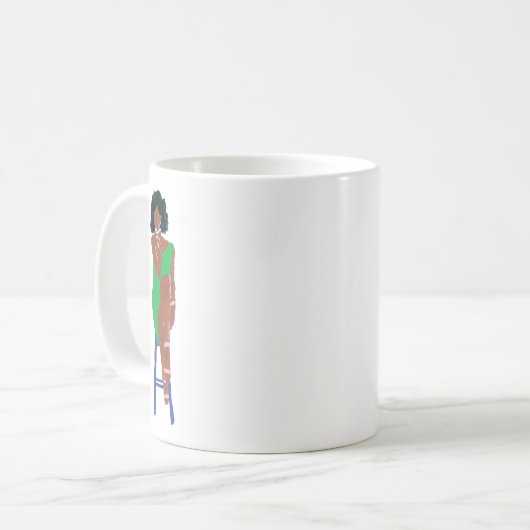 Mug Grande Diva en vert et rose (Devant gauche)