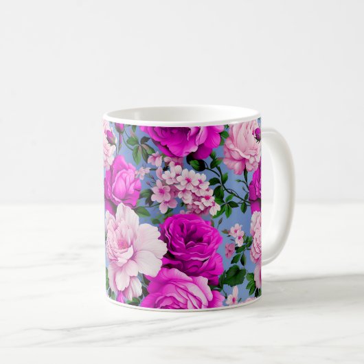 Mug Grande Fleur Rose rétro violet (Devant droit)