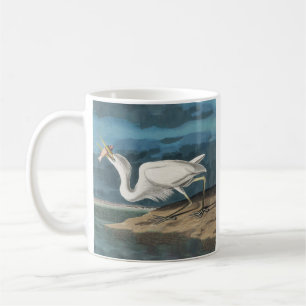 Mug Grande Peinture de la faune d'Audubon Heron blanc