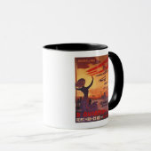 Mug Grande semaine de l'aviation - Femme agitant l'aff (Devant droit)