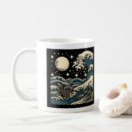 Mug Grande Vague Poisson Nuit Étoilée en Gravure sur B