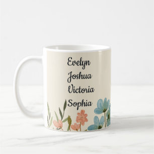 Mug Grandenfants personnalisés Noms fleurs sauvages