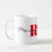 Mug Grandes Initiales Rouges & Joyeux Noël 11oz Classi (Gauche)