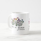 Mug Grandir en grâce - 2e Pierre 3:18 Floral Christian (Devant gauche)