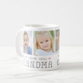 Mug Grandma 4 Photos Coeurs roses Gris (Devant gauche)