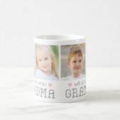 Mug Grandma 4 Photos Coeurs roses Gris (Centre)