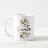 Mug Grandma brillante Holly Noël noir Script (Gauche)