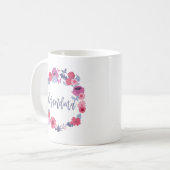 Mug Grandma Brush Script Floral Papillon rose Wreath (Devant gauche)
