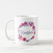Mug Grandma Brush Script Floral Papillon rose Wreath (Gauche)