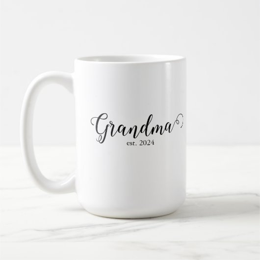 Mug Grandma Est Modern Black Script Custom Date (Gauche)